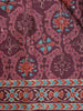 Plum Maroon Floral Printed Design Tussar Saree with Contrasting Geometric Border