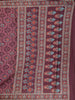 Plum Maroon Floral Printed Design Tussar Saree with Contrasting Geometric Border