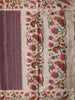 Plum Purple Checked Design Tussar Saree with Contrast Cream Floral and Birds Border