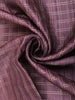 Plum Purple Checked Design Tussar Saree with Contrast Cream Floral and Birds Border