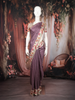 Plum Purple Checked Design Tussar Saree with Contrast Cream Floral and Birds Border