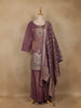 Plum Purple Dots Designed Banarasi Silk Palazzo Salwar Suit