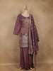 Plum Purple Dots Designed Banarasi Silk Palazzo Salwar Suit