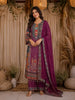 Plum Purple Ethnic Printed Design Georgette Palazzo Suit