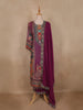 Plum Purple Ethnic Printed Design Georgette Palazzo Suit