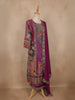 Plum Purple Ethnic Printed Design Georgette Palazzo Suit