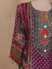 Plum Purple Ethnic Printed Design Georgette Palazzo Suit