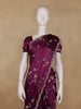 Plum Purple Floral Embroidered Satin Saree - Diadem