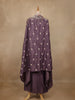 Plum Purple Floral Embroidered Silk Skirt Top