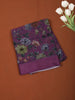 Plum Purple Floral Printed Design Chiffon Casual Saree with Striped Border