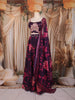 Plum Purple Floral Printed Organza Lehenga with Sequins Embroidered Blouse and Dupatta