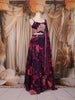 Plum Purple Floral Printed Organza Lehenga with Sequins Embroidered Blouse and Dupatta