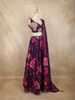 Plum Purple Floral Printed Organza Lehenga with Sequins Embroidered Blouse and Dupatta