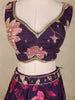 Plum Purple Floral Printed Organza Lehenga with Sequins Embroidered Blouse and Dupatta