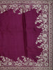 Plum Purple Floral Thread Embroidered Design Pure Tussar Saree with Designer Border