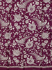 Plum Purple Floral Thread Embroidered Design Pure Tussar Saree with Designer Border