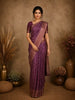 Plum Purple Geometric Printed Tussar Saree with Zari Woven Border
