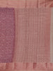 Plum Purple Geometric Printed Tussar Saree with Zari Woven Border