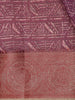 Plum Purple Geometric Printed Tussar Saree with Zari Woven Border