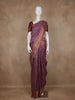 Plum Purple Geometric Printed Tussar Saree with Zari Woven Border