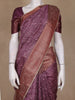 Plum Purple Geometric Printed Tussar Saree with Zari Woven Border