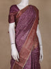 Plum Purple Geometric Printed Tussar Saree with Zari Woven Border