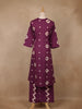 Plum Purple Ikat Printed Cotton Salwar Suit - Diadem
