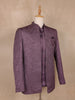 Plum Purple Leaf Embroidered Jacquard Men's Suit with Beaded Pocket Chain