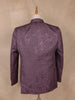Plum Purple Leaf Embroidered Jacquard Men's Suit with Beaded Pocket Chain