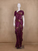 Plum Purple Striped Design Semi Tissue Saree
