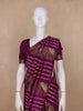 Plum Purple Striped Design Semi Tissue Saree