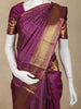 Plum Purple Stripes Woven Design Pure Kanchipuram Silk Saree with Gold Zari Woven Border