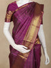 Plum Purple Stripes Woven Design Pure Kanchipuram Silk Saree with Gold Zari Woven Border