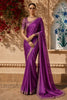 Plum Satin Saree with Designer Border