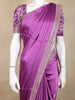 Plum Satin Saree with Designer Border