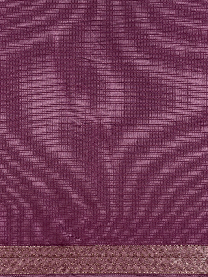 Plum Purple Floral Brocade Design Banarasi Silk Saree - Diadem