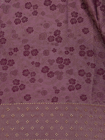 Plum Purple Floral Brocade Design Banarasi Silk Saree - Diadem