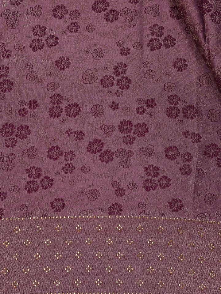 Plum Purple Floral Brocade Design Banarasi Silk Saree - Diadem