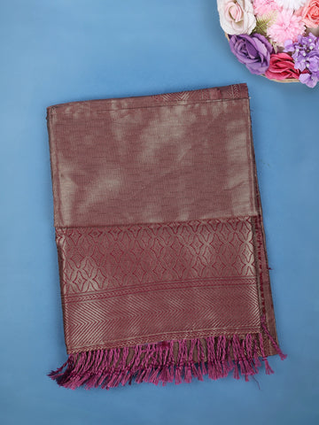 Plum Wine Minimal Design Woven Tissue Silk Saree - Diadem