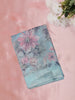 Powder Aqua Blue Floral Printed Design Mixed Cotton Saree