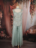 Powder Blue Abstract Beads Embroidered Design Georgette Part Wear Palazzo Suit with Choker Dupatta