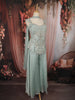 Powder Blue Abstract Beads Embroidered Design Georgette Part Wear Palazzo Suit with Choker Dupatta