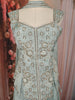 Powder Blue Abstract Beads Embroidered Design Georgette Part Wear Palazzo Suit with Choker Dupatta