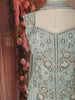 Powder Blue Abstract Beads Embroidered Design Georgette Part Wear Palazzo Suit with Choker Dupatta
