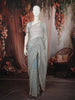 Powder Blue Abstract Sequins and  Beads Embroidered Design Net Party Wear Saree with Designer Border