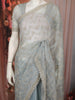 Powder Blue Abstract Sequins and  Beads Embroidered Design Net Party Wear Saree with Designer Border