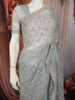Powder Blue Abstract Sequins and  Beads Embroidered Design Net Party Wear Saree with Designer Border