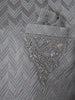 Powder Blue Arrow Design Jacquard Men's Suit with Embroidered Collar and Pocket Detailing