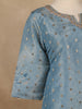 Powder Blue Butta Woven Semi Silk Salwar Suit - Diadem