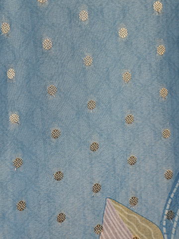 Powder Blue Butta Woven Semi Silk Salwar Suit - Diadem